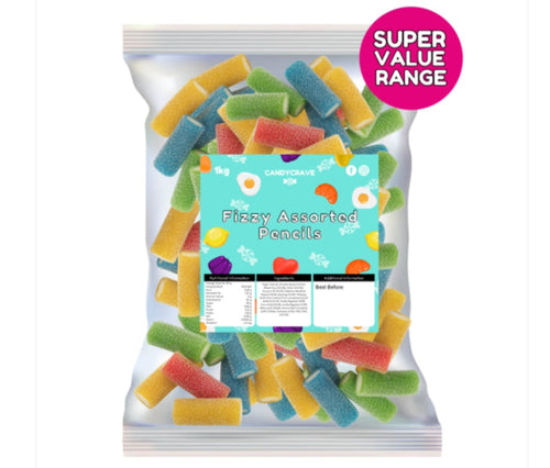 1kg Candycrave Super Value Fizzy Assorted Pencils