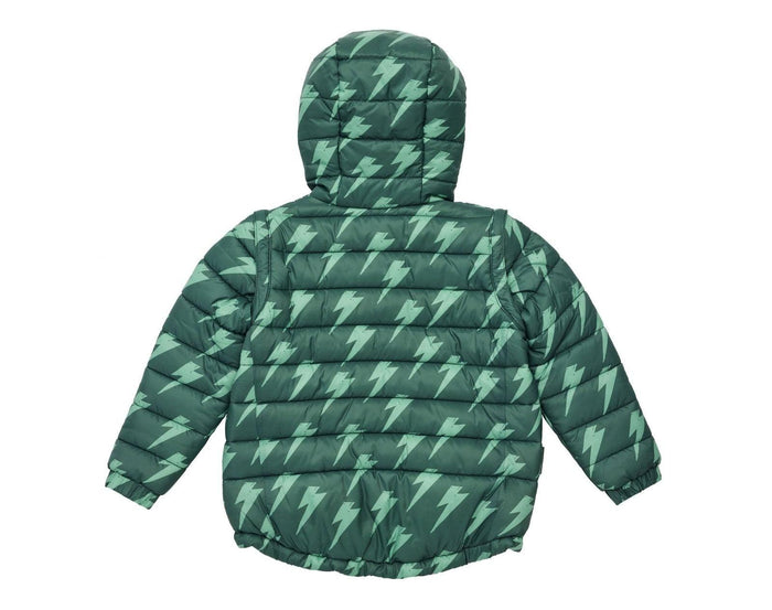 Snapper Rock - 2 in 1 Puffer Jacket Back view - Lightning Bolt - Available at www.tenlittle.com