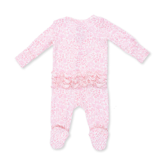 2 Way Ruffle Back Zipper Footie-Baby Woodland