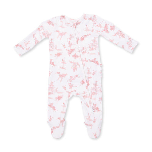 2 Way Ruffle Back Zipper Footie-Ballet Toile