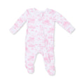 2 Way Ruffle Back Zipper Footie-Golf Toile Pink