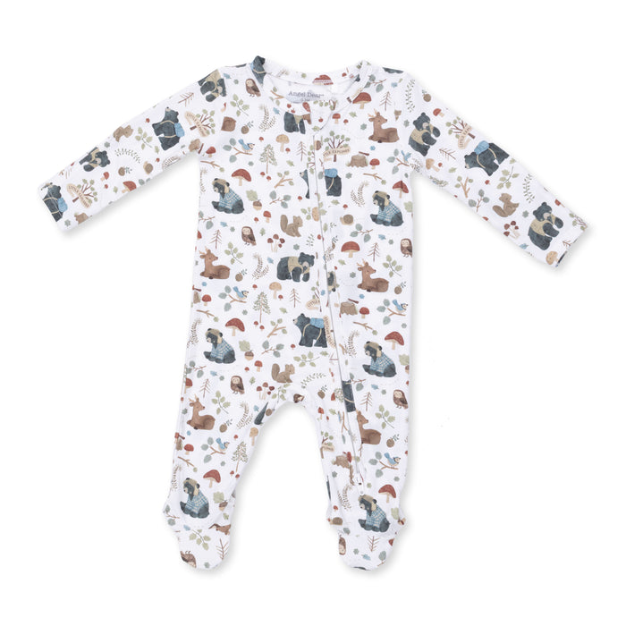 2 Way Ruffle Back Zipper Footie-Woodland Animals