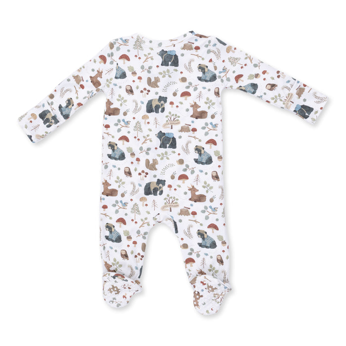 2 Way Ruffle Back Zipper Footie-Woodland Animals