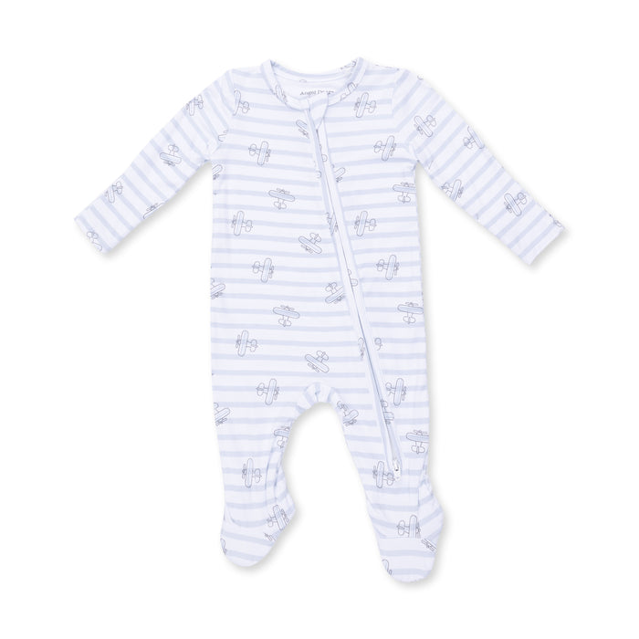 2 Way Zipper Footie-Airplane Stripe