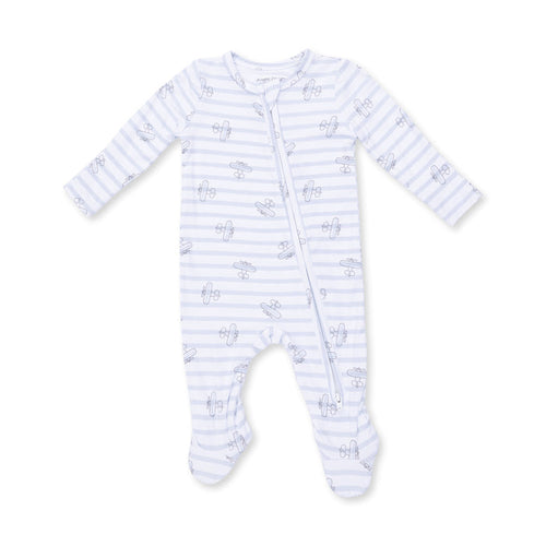 2 Way Zipper Footie-Airplane Stripe