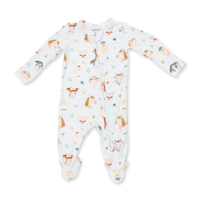 2 Way Zipper Footie-Baby Farm Faces