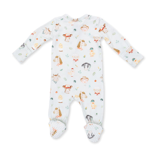2 Way Zipper Footie-Baby Farm Faces