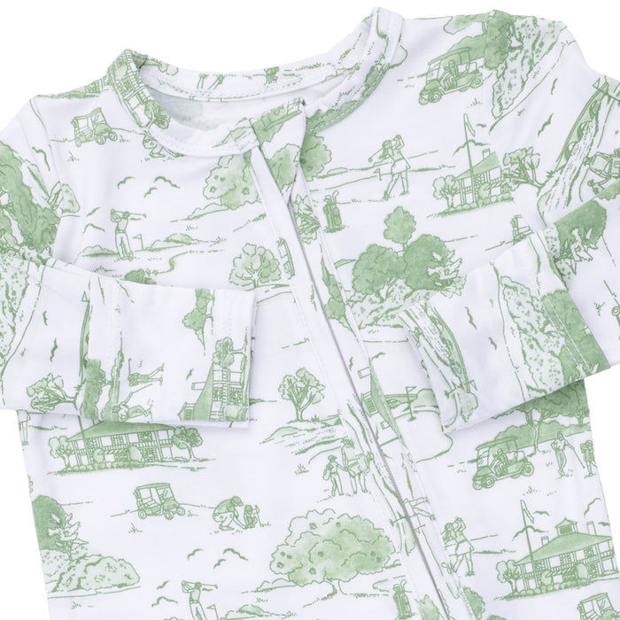2 Way Zipper Footie-Golf Toile Green