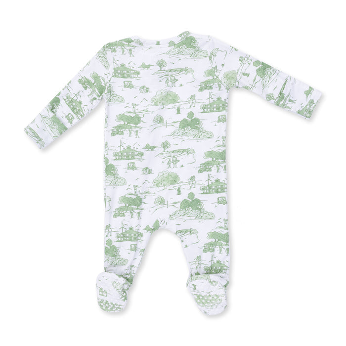 2 Way Zipper Footie-Golf Toile Green
