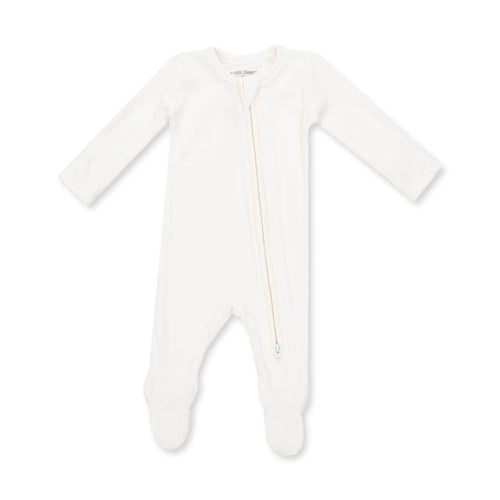 2 Way Zipper Footie-Solid Snow White
