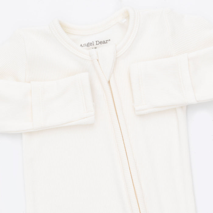 2 Way Zipper Footie-Solid Snow White