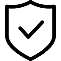 A black and white shield with a check mark represents the "2 years insurance" from Insurance brand.