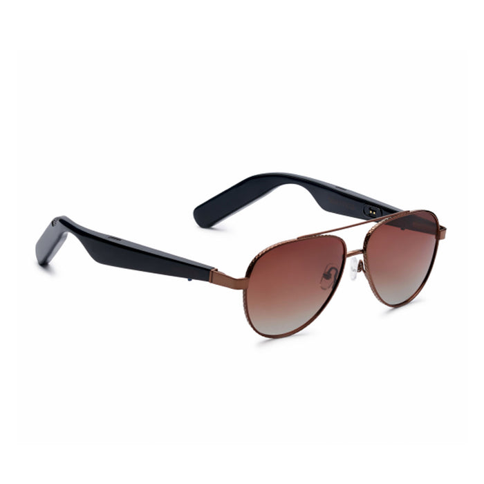 The Nautica Admiral sunglasses are brown polarized aviators with dark, thick arms and gradient brown lenses, displayed on a white background.