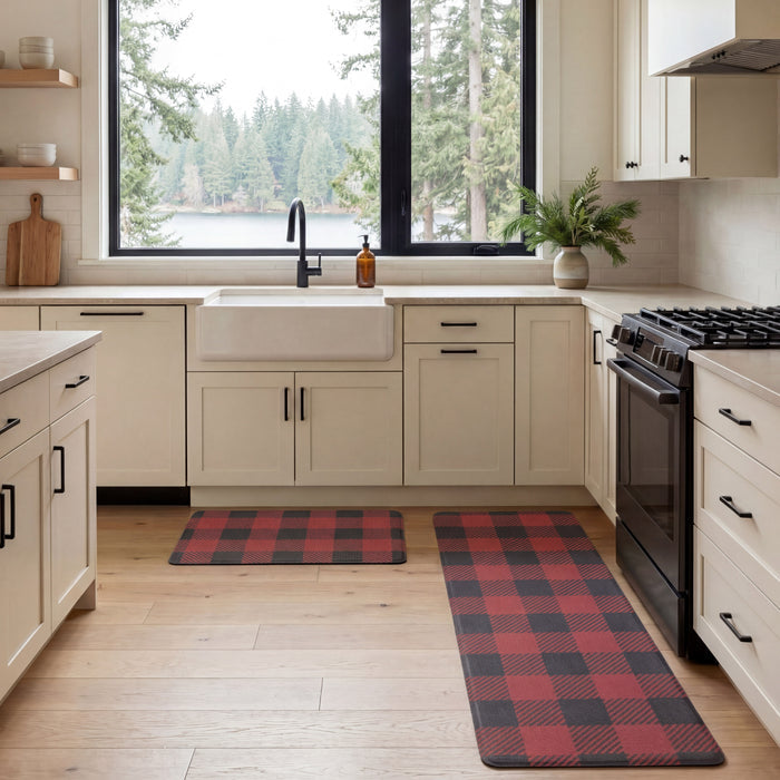 Anti-Fatigue Holiday Buffalo Check Kitchen Mats