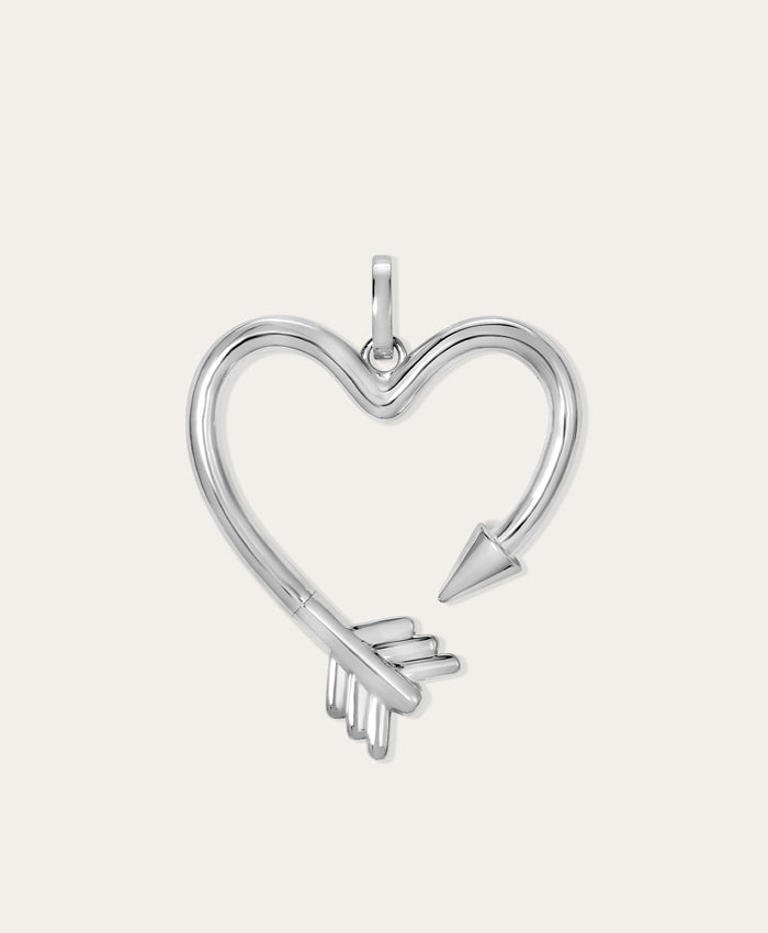 Arrow Heart Hinged Charm in Sterling Silver for Big Beads