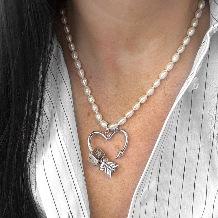 Arrow Heart Hinged Charm in Sterling Silver for Big Beads