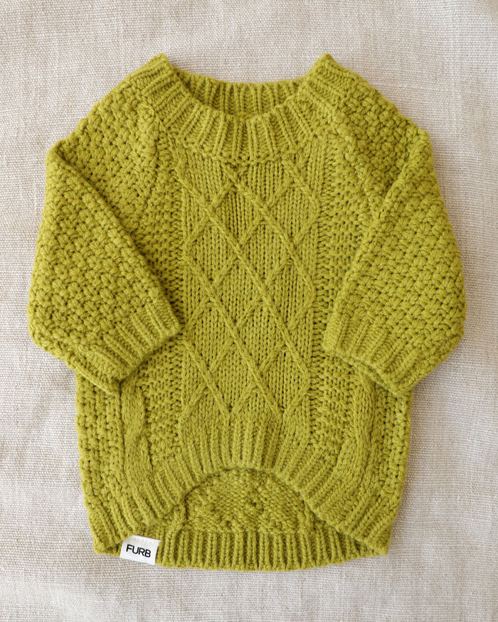 Aspen Chartreuse Cable Knit Sweater dog sweater with chartreuse cable knit