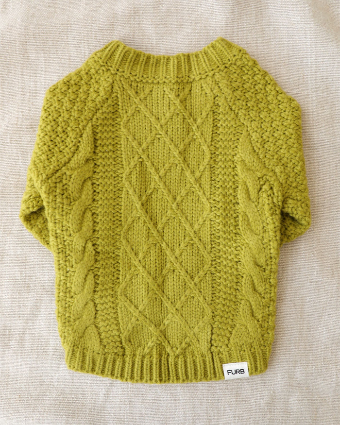 Chartreuse Cable Knit dog sweater – Aspen Chartreuse Cable Knit Sweater