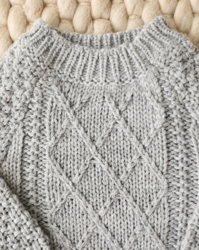 Soft grey cable knit dog sweater for daily wear, stylish and cozy, great for corgis, Frenchies, and companion dogs
