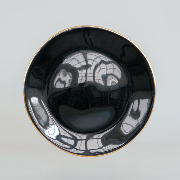 Assiette irrégulière noire et or - tse tse