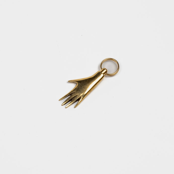 Aubock Keyring  "Hand #5733" small to medium in polished brass.