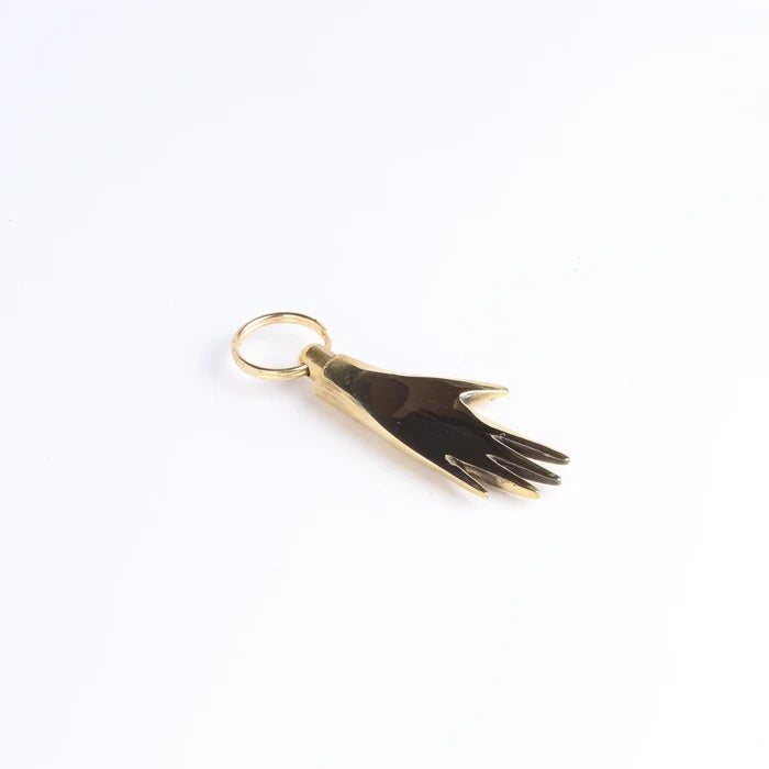 Aubock Keyring  "Hand #5733" small to medium in polished brass.
