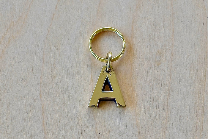 'A' Letter keyring, key chain, key ring in brass made by Carl Aubock.