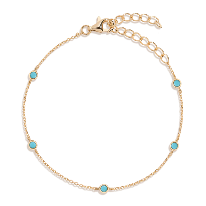Aurate x Frye: Turquoise Station Bracelet Vermeil Yellow Gold First