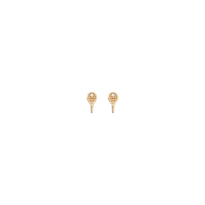 Aurate x Wilson: Tennis Racket Earrings Vermeil Yellow Gold Pair Single Butterflyback Flatback First