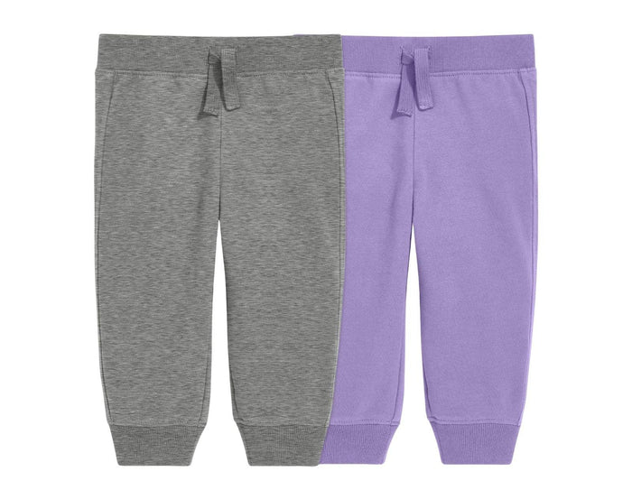 Primary Baby French Terry Jogger - 2 Pack - Heather Gray / Iris. Available at www.tenlittle.com