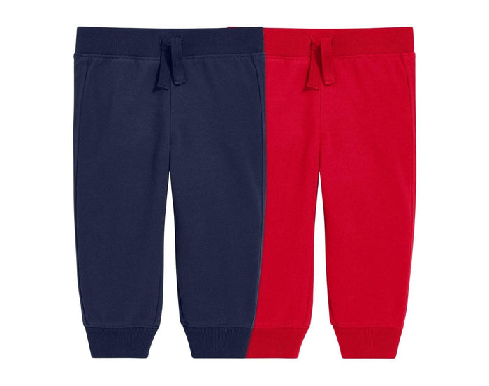 Primary Baby French Terry Jogger - 2 Pack - Navy / Cherry. Available at www.tenlittle.com