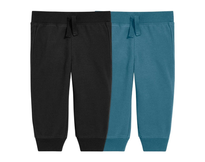 Primary Baby French Terry Jogger - 2 Pack - Slate Blue / Black. Available at www.tenlittle.com