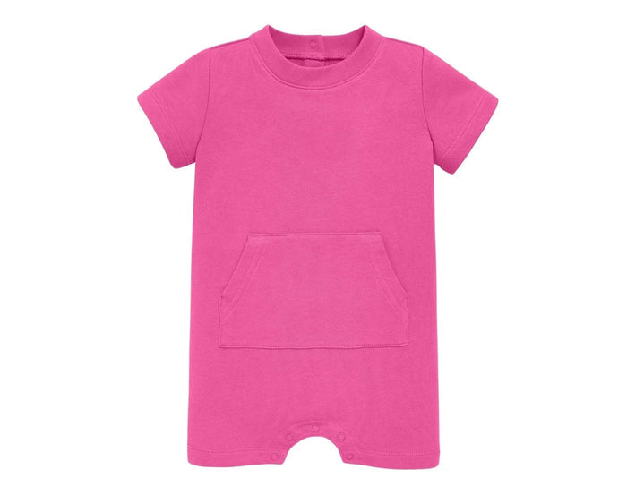 Front view of Primary Baby French Terry Romper - Tulip. Available at www.tenlittle.com