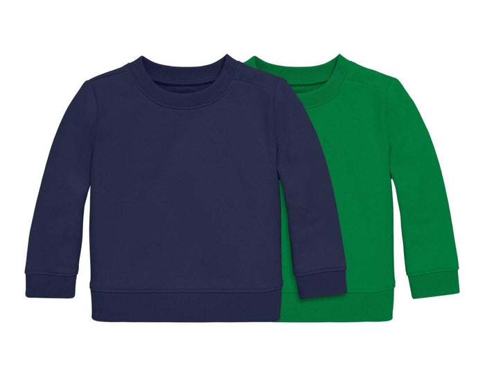 Primary Baby French Terry Sweatshirt - 2 Pack - Navy / Grass. Available at www.tenlittle.com
