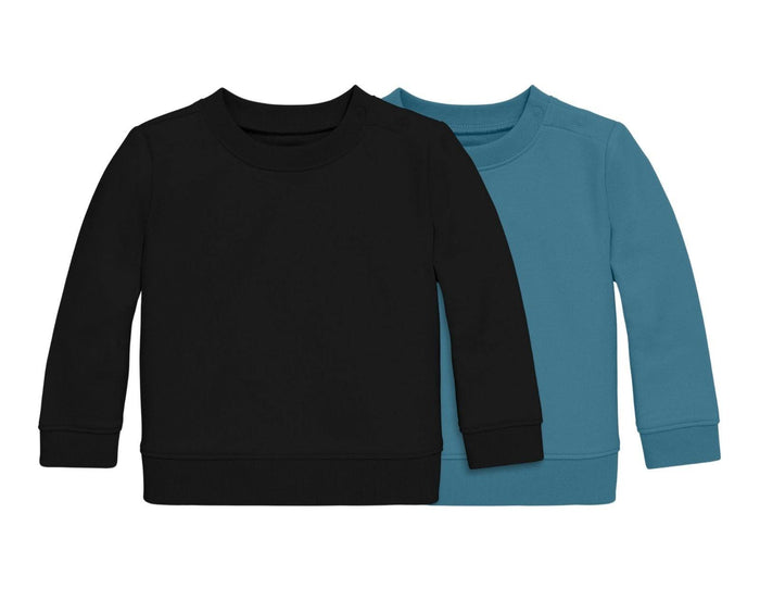 Primary Baby French Terry Sweatshirt - 2 Pack - Slate Blue / Black. Available at www.tenlittle.com