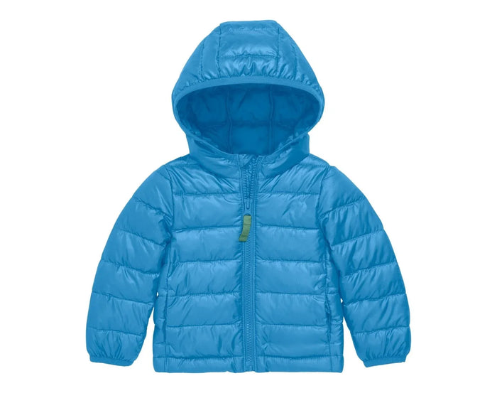 Primary Baby Lightweight Puffer Jacket - Cornflower. Available at www.tenlittle.com