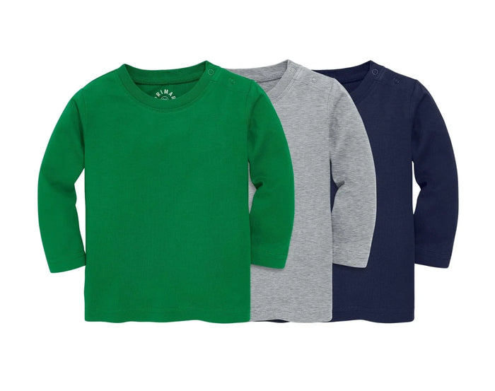 Primary Baby Long Sleeve Tee - 3 Pack - Grass Mix. Available at www.tenlittle.com
