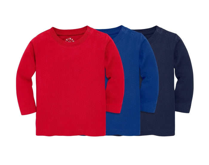Primary Baby Long Sleeve Tee - 3 Pack - Cherry Mix. Available at www.tenlittle.com