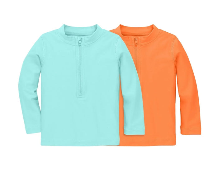 Front view of Baby Rash Guard - 2 Pack - Mist Cantaloupe. Available at www.tenlittle.com