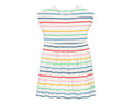 Front view of Primary Backyard Dress - Ivory Rainbow Stripe. Available at www.tenlittle.com