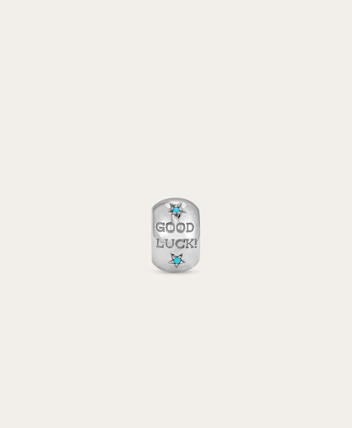 Baguette + Turquoise Horseshoe Lucky Big Bead in Sterling Silver