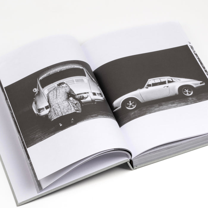 Page from Bart Kuykens 10th Anniversary photo book on orsche drivers and their cars.