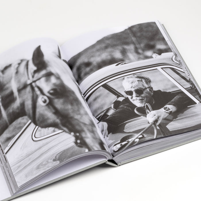 Page from Bart Kuykens 10th Anniversary photo book on orsche drivers and their cars.