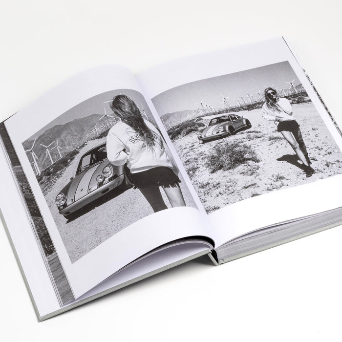 Page from Bart Kuykens 10th Anniversary photo book on orsche drivers and their cars.