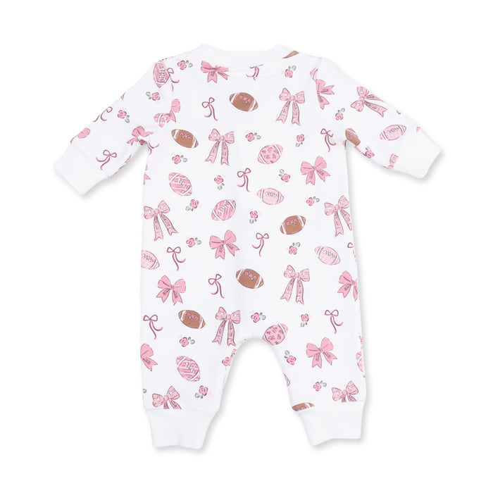 Baseball Collar Button Up Romper-Football Bows
