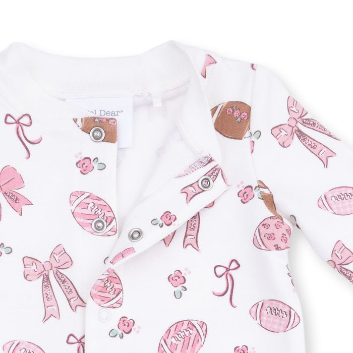 Baseball Collar Button Up Romper-Football Bows