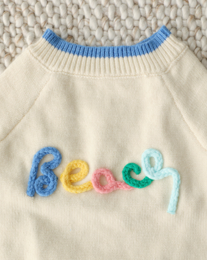summer beach dog sweater embroidered beach knit dog sweater playful coastal pet outfit