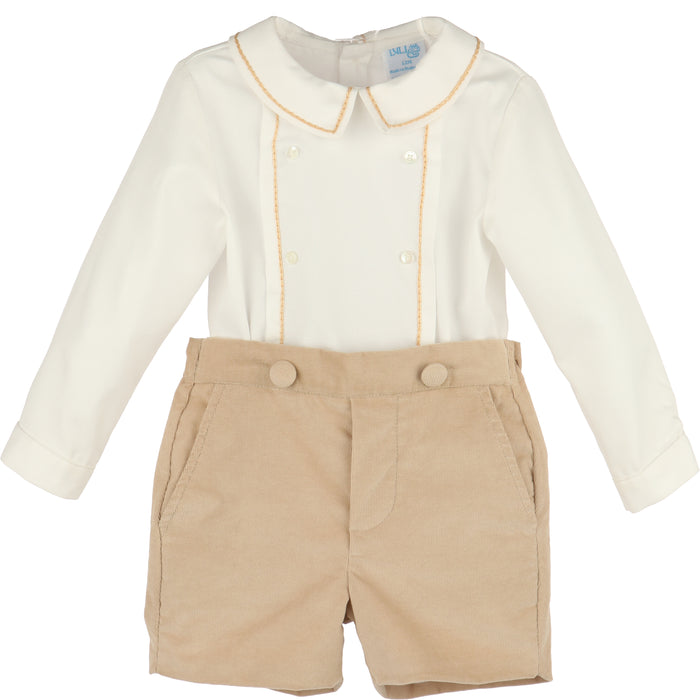 Beige Mini Corduroy Button On Outfit