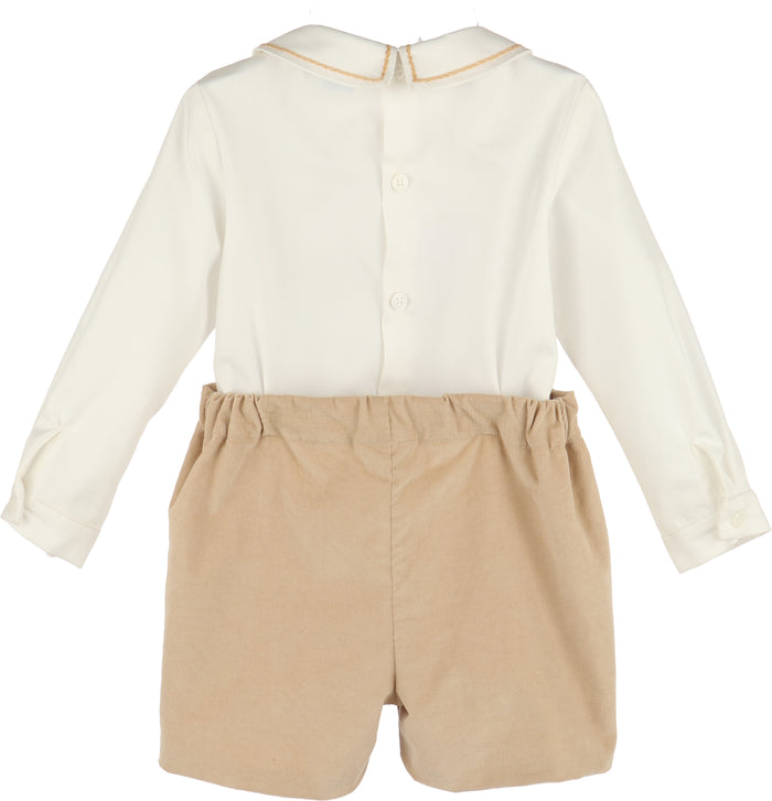 Beige Mini Corduroy Button On Outfit