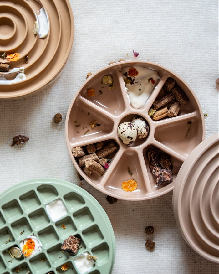 interactive dog slow feeder with lick mat patterns, enrichment bowl designed to reduce fast eating